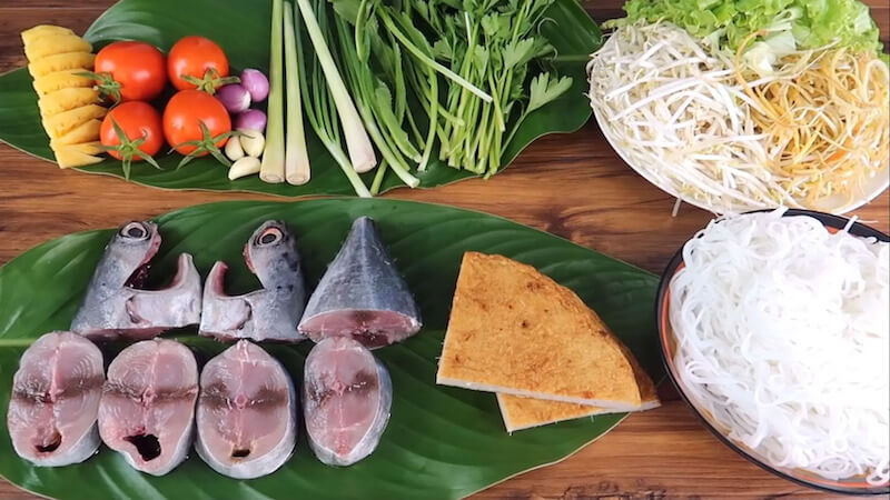 nguyên liệu nấu bún cá ngừ