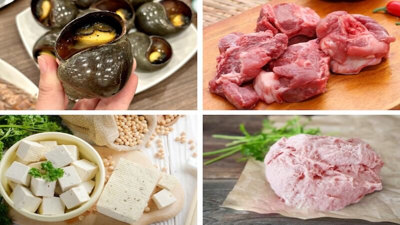Nguyên liệu nấu bún ốc 