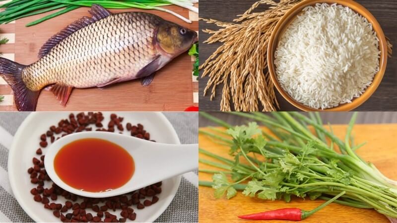 Nguyên liệu nấu cháo cá chép 