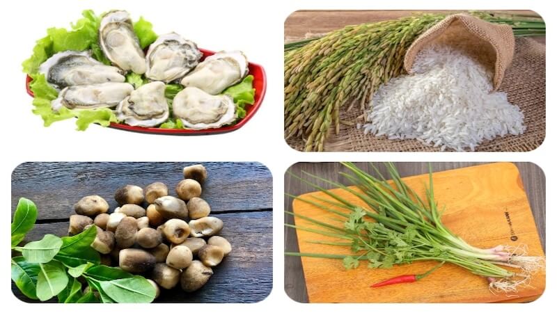 Nguyên liệu nấu cháo hàu với hạt sen