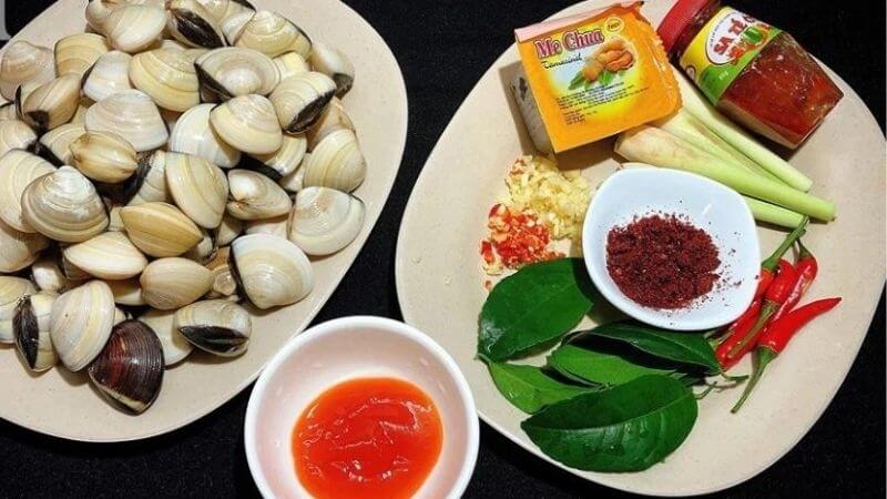 Nguyên liệu nghêu hấp Thái
