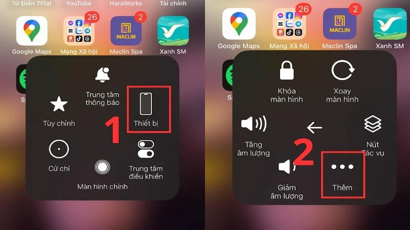nhấn nút Thêm trong nút Home ảo