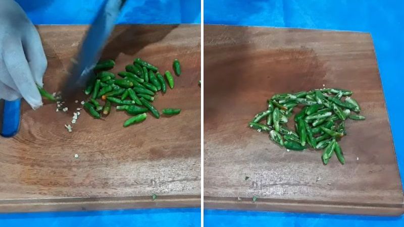Sơ chế nguyên liệu làm muối ớt xanh