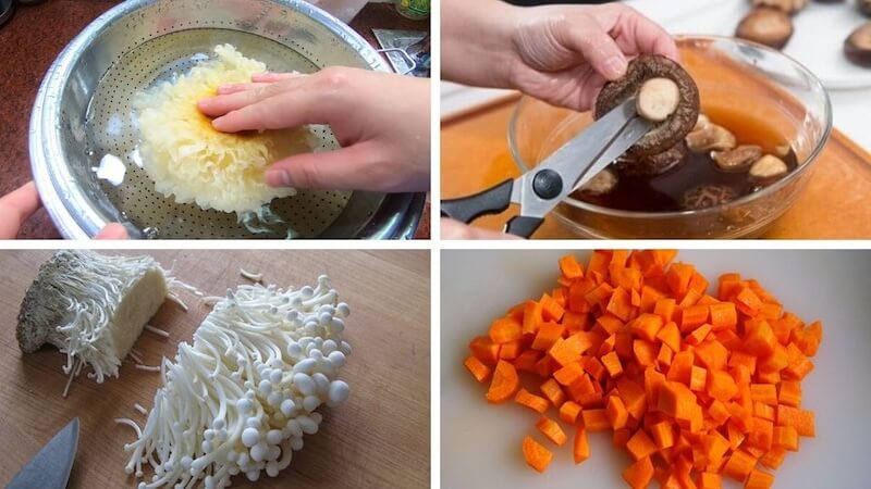 Sơ chế rau củ nấu súp cua
