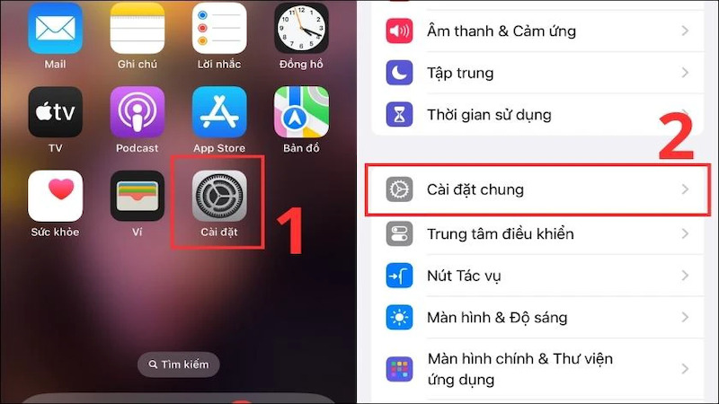 Truy cập Cài đặt chung