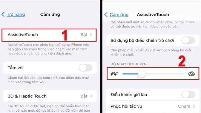 Tùy chỉnh độ nhảy di chuyển của nút Home ảo