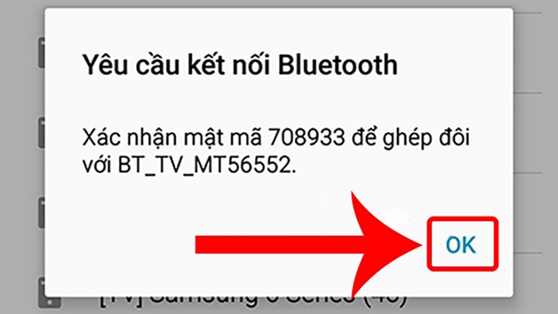 xác nhận kết nối Bluetooth tivi TCL
