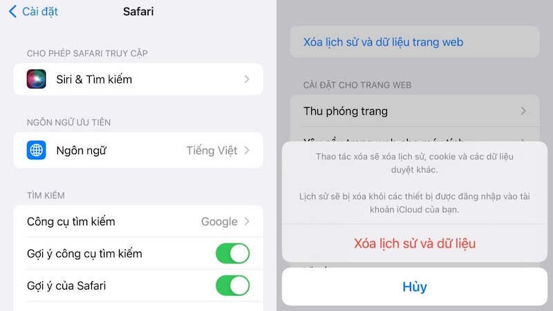 Xoá bộ nhớ cache trình duyệt