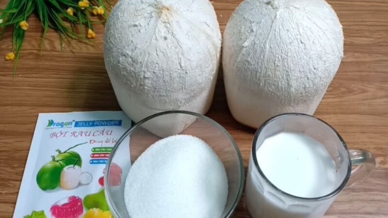 cách làm rau câu dẻo dừa nguyên trái