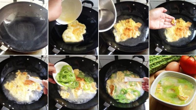 Cách nấu canh khổ qua cắt lát với trứng