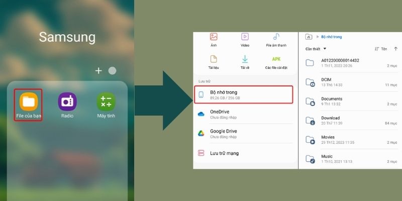 các cách xem dung lượng samsung