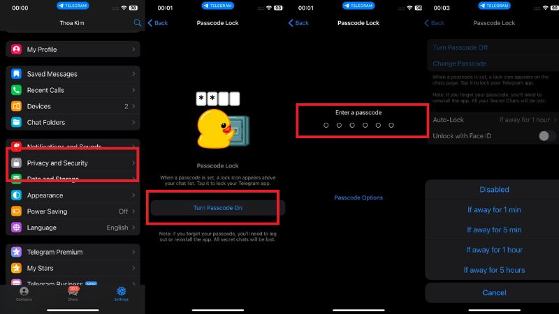 cách khóa ứng dụng trên iPhone telegram