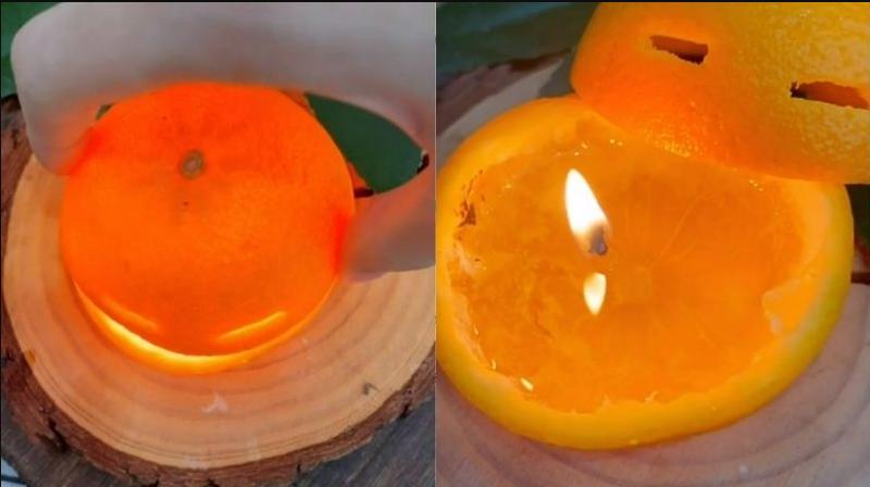 Cách làm nến thơm từ vỏ cam