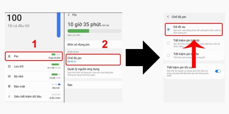 cách sạc pin nhanh trên thiết bị samsung