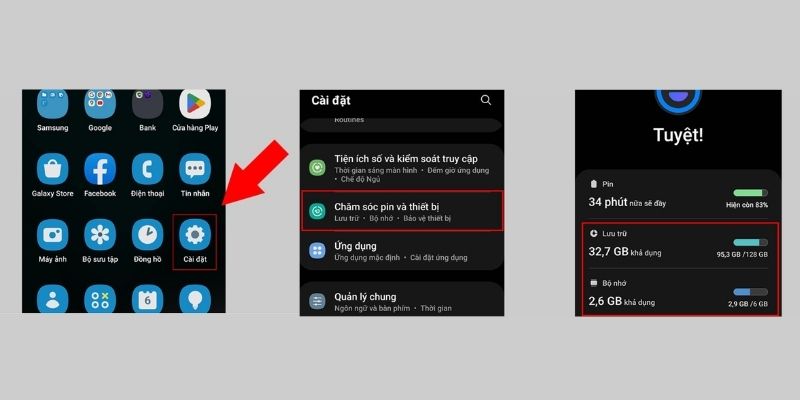 cách xem dung lượng samsung