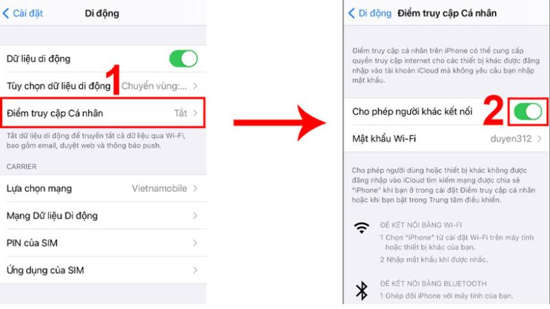 hướng dẫn cách phát wifi trên iphone