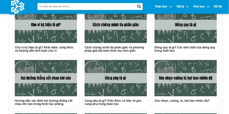 Hệ thống bài giảng tại trang được thiết kế trực quan