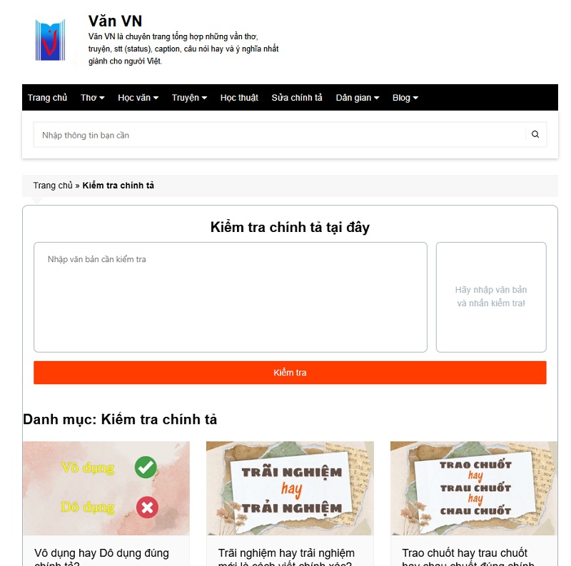 Mục sửa chính tả cung cấp công cụ kiểm tra lỗi